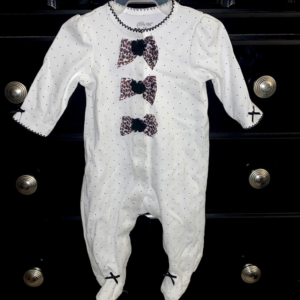 Little me leopard bow footed one piece
